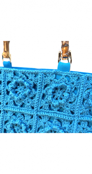 Trend tote, Madele, blau, gehäkelt,  Detail